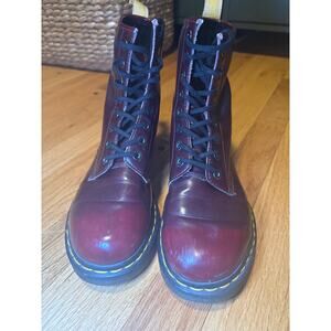 Dr. Martens 1460 Vegan Cherry Red Oxford Rub Off Boot US Men’s 8 M Women’s 9